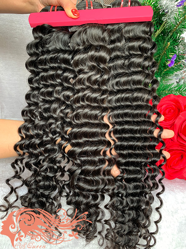 Csqueen Mink hair Deep Wave 16 Bundles Natural Black Color 100% Human Hair - Click Image to Close